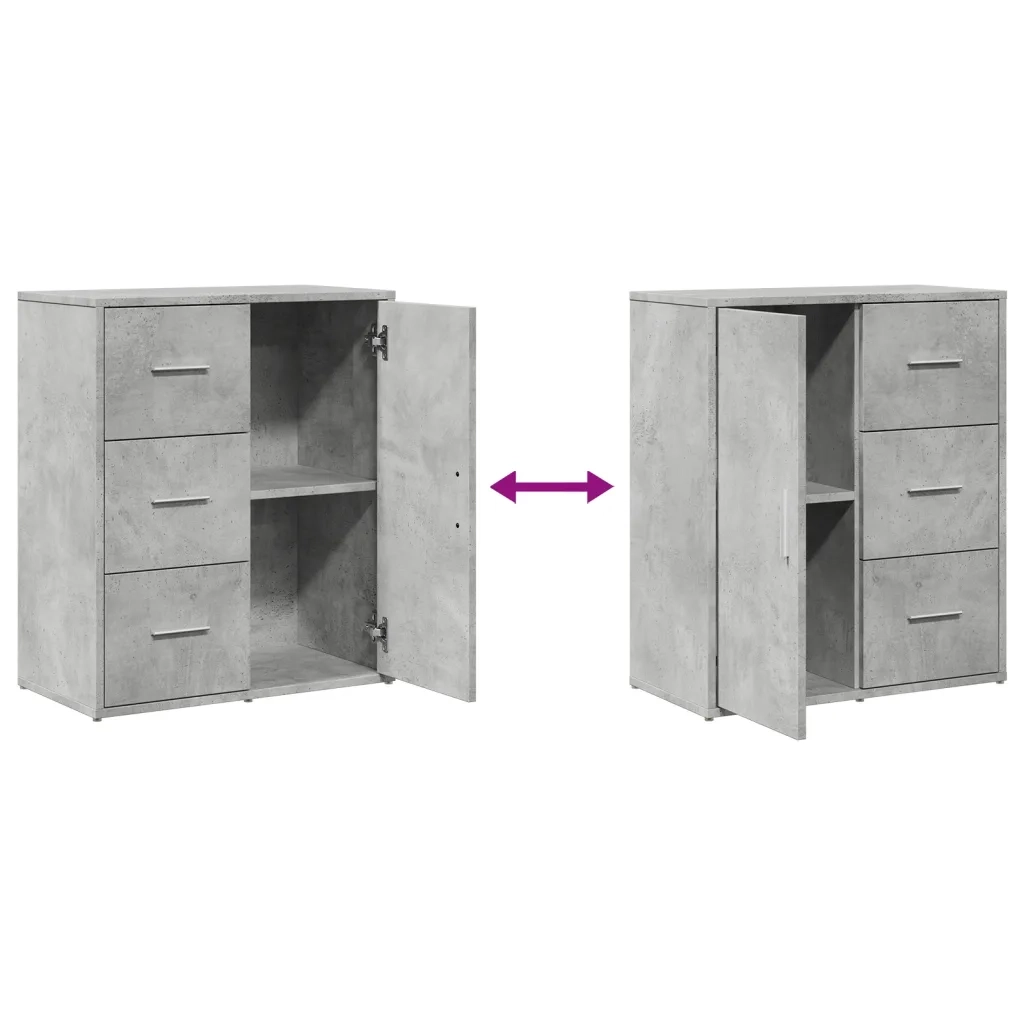 Credenze 2 pz Grigio Cemento 60x31x70 cm in Legno Multistrato 3276556