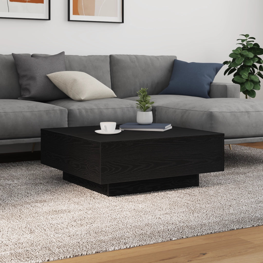 Tavolino da caffÃ¨  con luci LED Finitura in rovere nero 80x80x31 cm