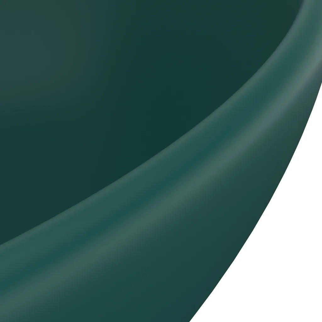Lavandino Lusso Ovale Verde Scuro Opaco 40x33 cm in Ceramica 146926