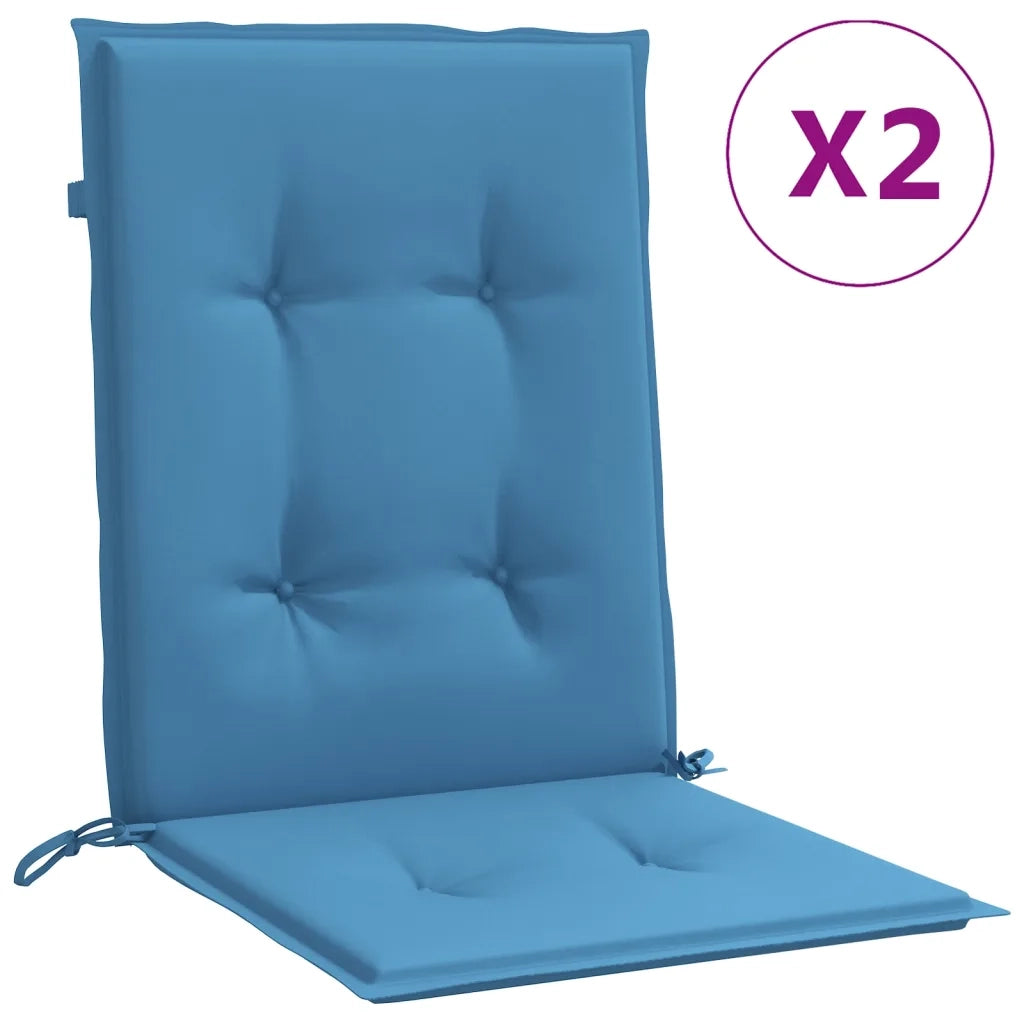 Cuscini Sedia Schiena Bassa 2 pz Blu MÃ©lange 100x50x4 Tessuto