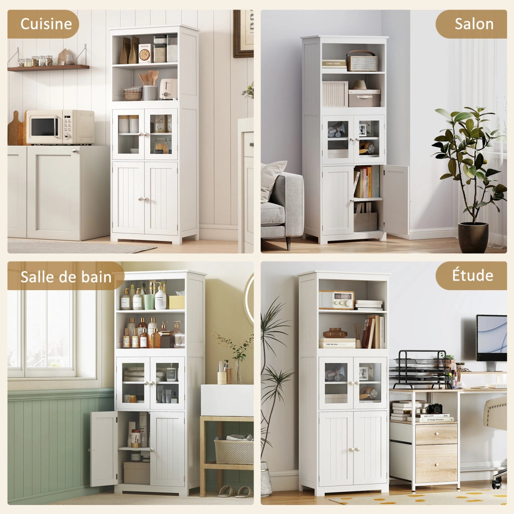 Armadio da cucina con ante scorrevoli e ripiani regolabili ¨C zephmum ¨C 60x30x162 cm bianco