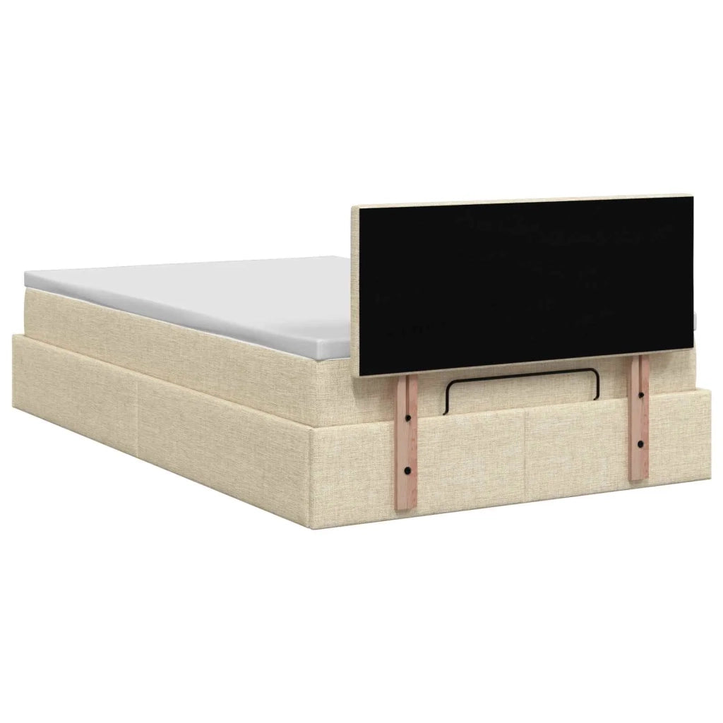 Letto ottomano con materasso Crema 120 x 200 cm Tessuto 3457485