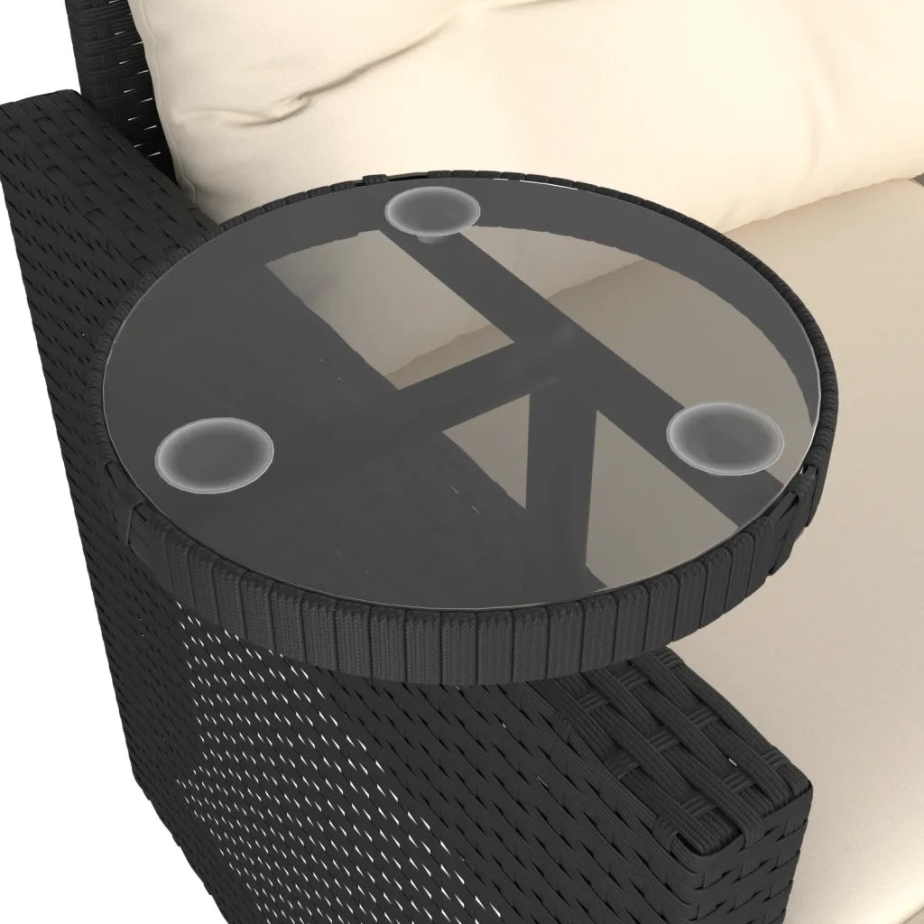 Set Divani da Giardino 3 pz con Cuscini in Polyrattan Nero