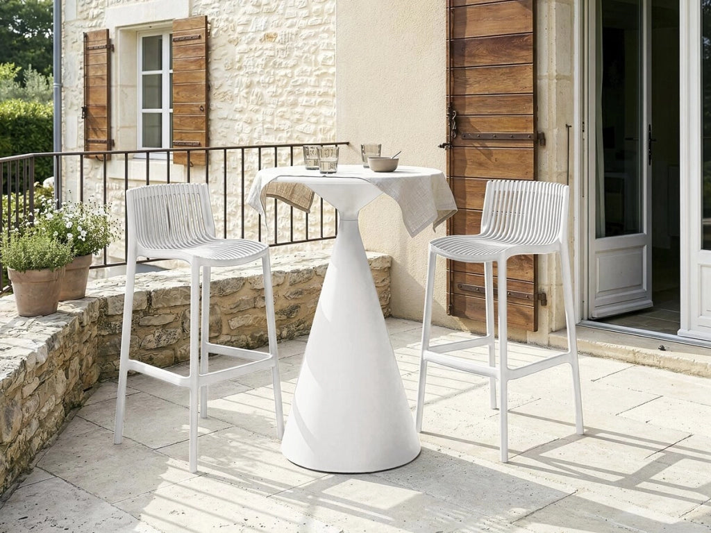 Tavolo da giardino bistrot e seggioloni impilabili "Néora" - 2 posti - Bianco