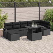 Set Divano da Giardino con archiviazione 8 pcs Nero polyrattan 3348869
