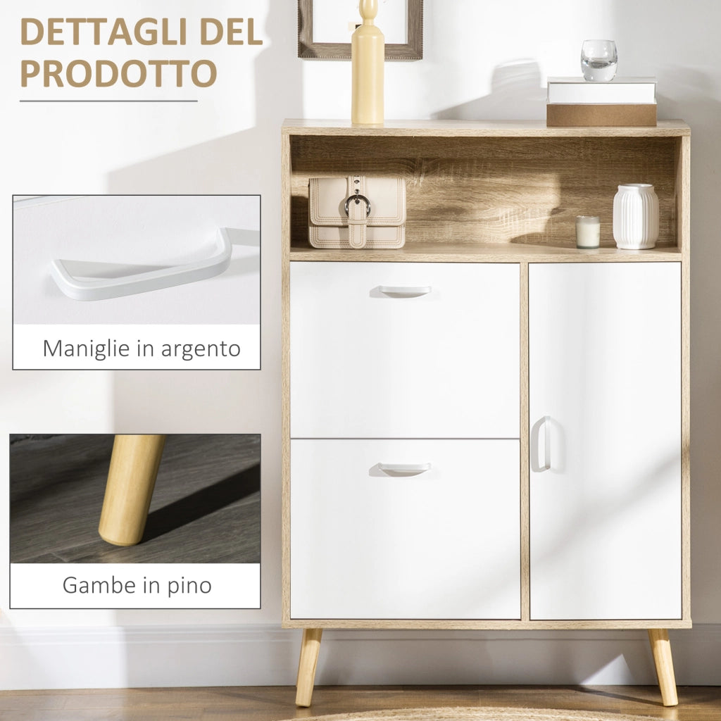 Armadio per scarpe ¨C zephmum ¨C 80x25.5x112.5cm, Bianco, Legno