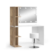 Vicco Tavolo da toilette Bianco/Sonoma 122.2 cm con illuminazione e sgabello