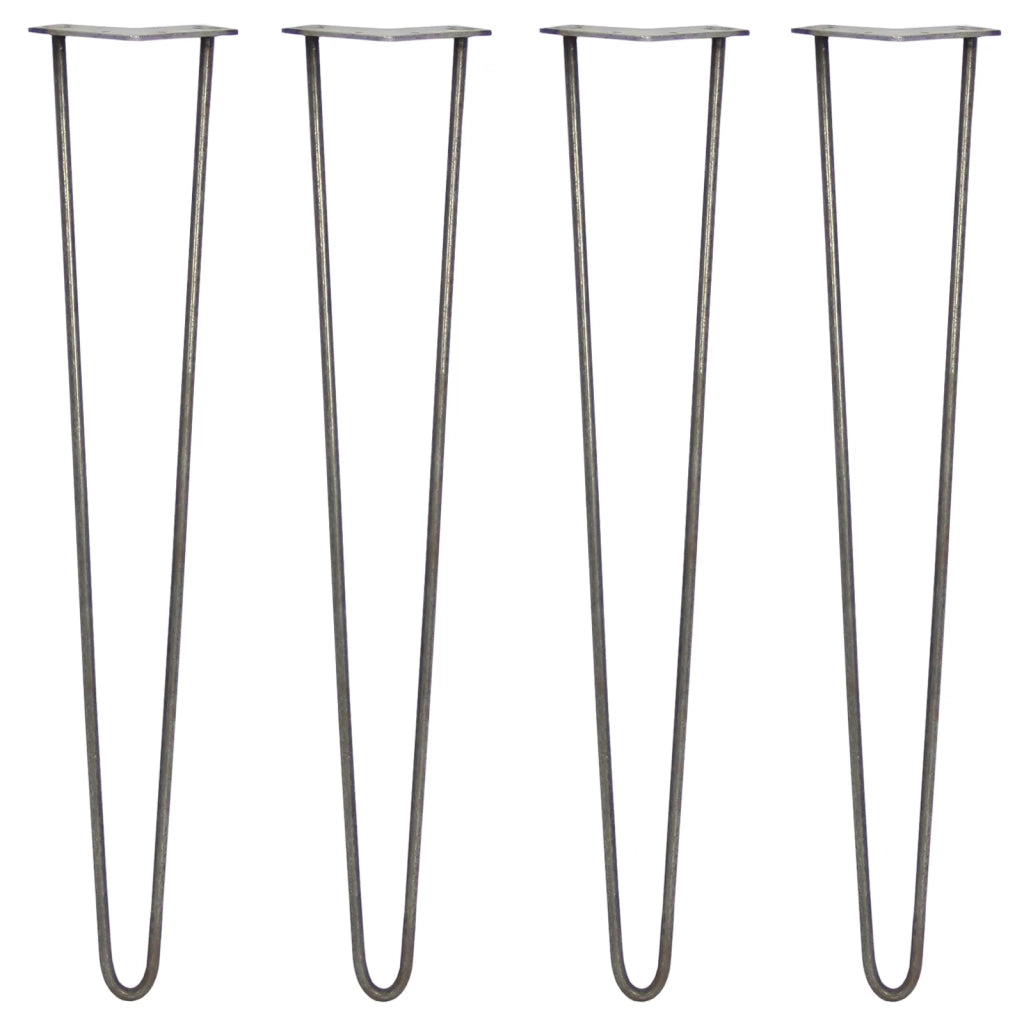 4 Gambe per Tavolo a Forcina SkiSki Legs 71cm Acciaio Naturale 2 Rebbi 10mm