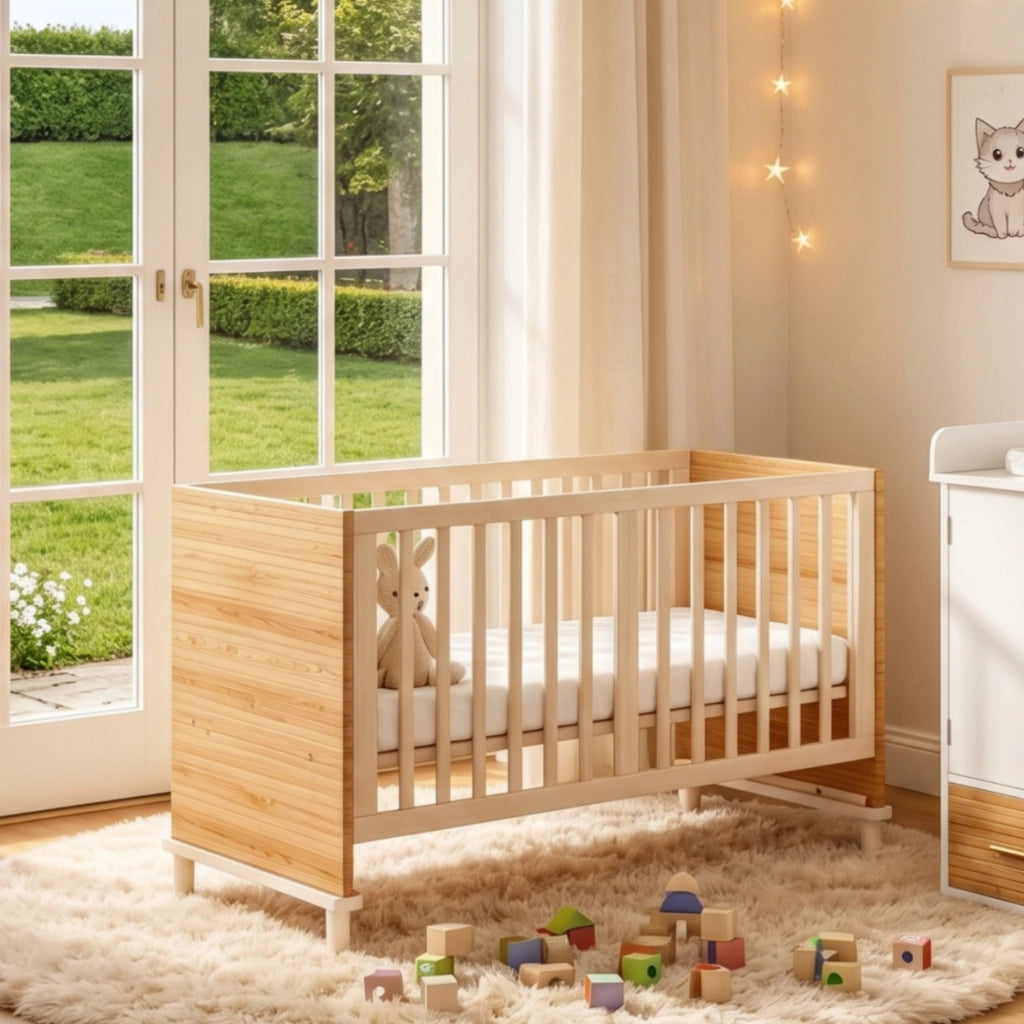 LETTO Baby con altezza regolabile 5 posizioni 144x74x87 cm Legno naturale