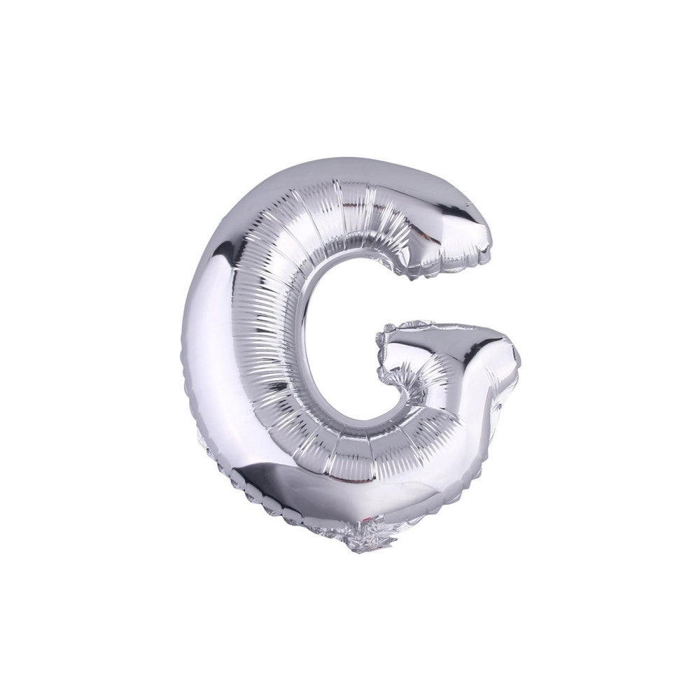 Trade Shop - Palloncino Gonfiabile Elio Lettera G Argento 35 Cm Compleanno Festa Party Casa -