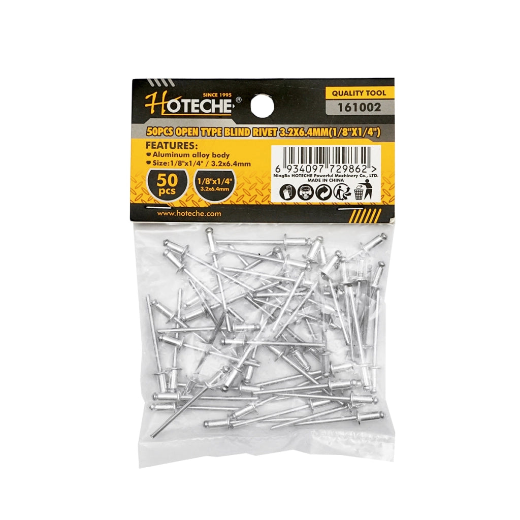 Rivetti in alluminio 3.2x6.4 mm, confezione da 50 pezzi, Hoteche