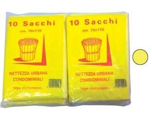 SACCO CONDOMINIALE RINFORZATO GIALLO  PZ.10- - cm.70x110 gr.75 - 10 confezione CP