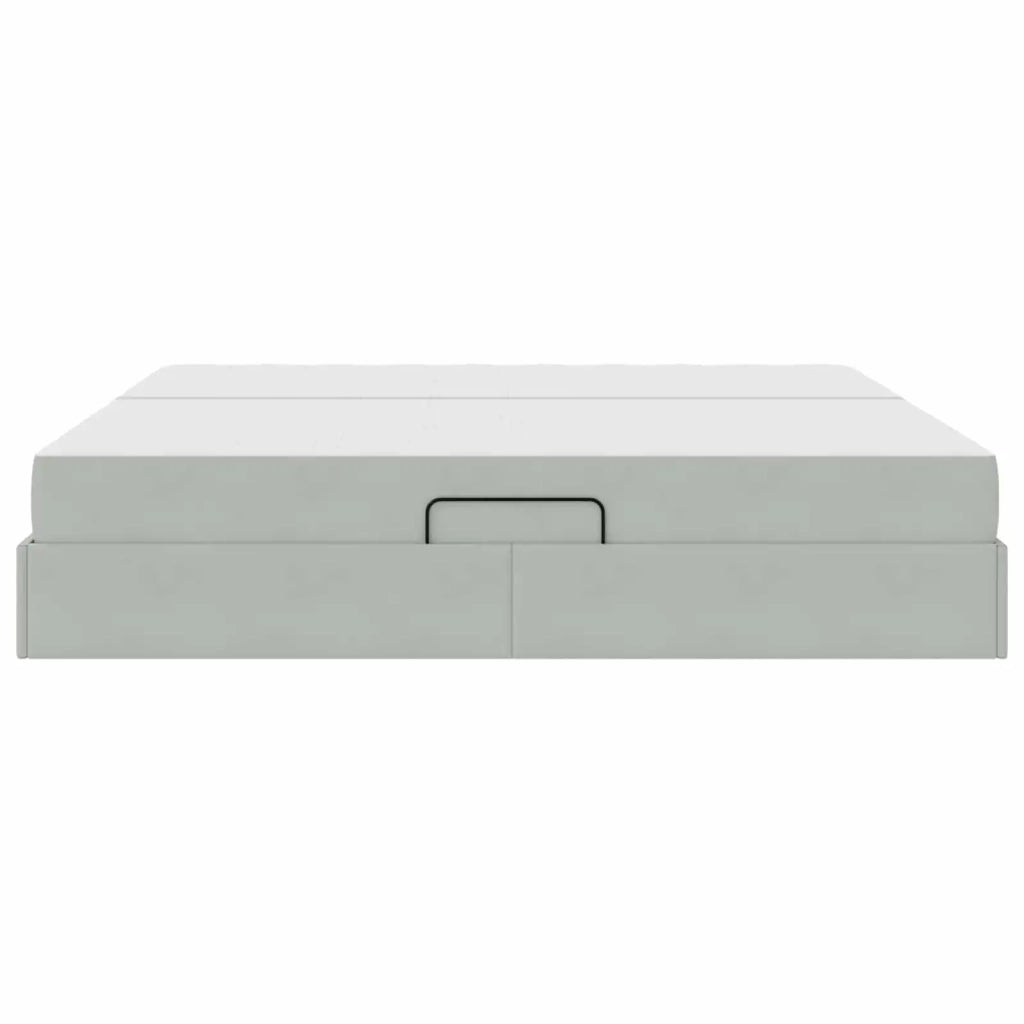 Letto con contenitore e materasso Grigio chiaro 200 x 200 cm