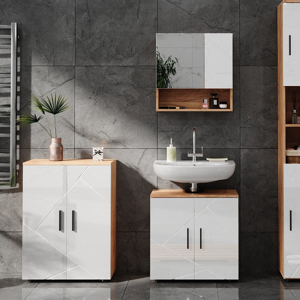 Vicco Mobiletto bagno Rovere Goldkraft/bianco lucido 60 x 81 cm