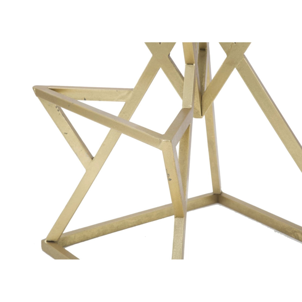 Sgabello Basso Triangoli, Oro, Metallo, 40x40x75 cm