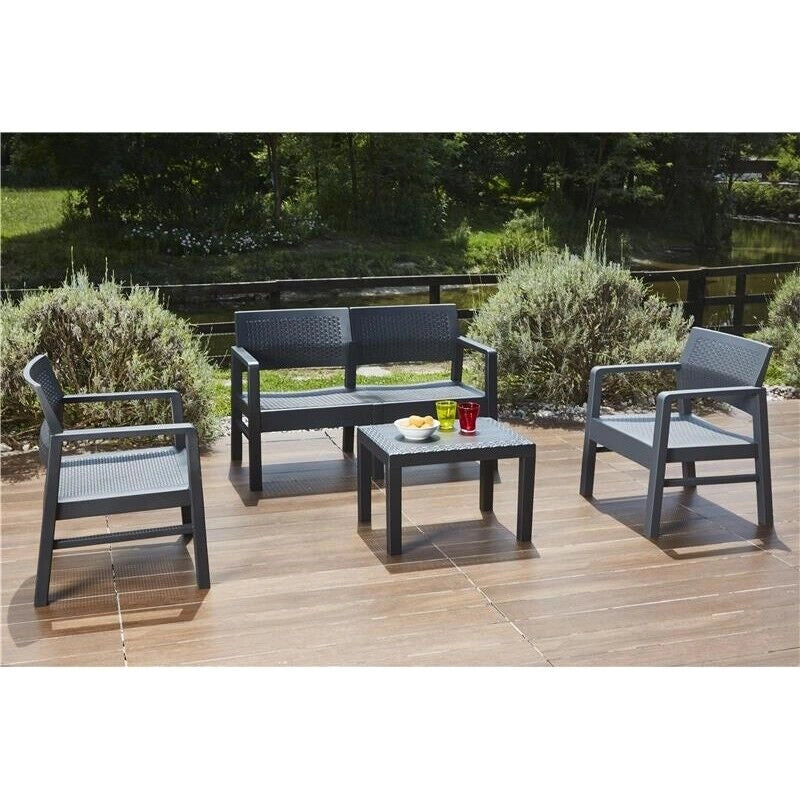 MAURY'S SET MOREEA DA GIARDINO EFFETTO RATTAN IN COLORE ANTRACITE
