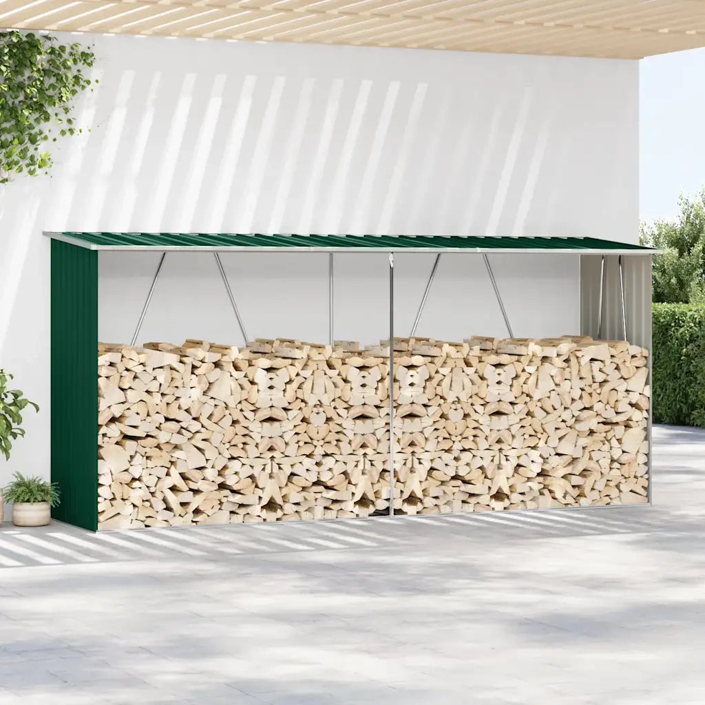 Capannone da Giardino in Acciaio Zincato 330x84x152cm Verde 47083