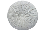 Cuscino Arredo Imbottito Effetto Velluto Rotondo A Pieghe Plissettato Con Lurex - 38x38 - Crema
