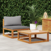 Set Divani da Giardino 2 pz con Cuscini in Massello di Acacia 311858