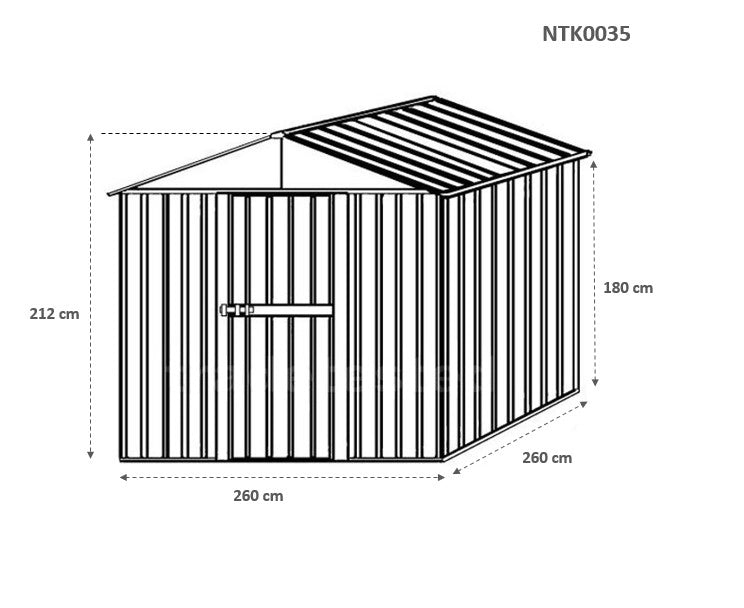 Box in Acciaio Zincato casetta attrezzi in lamiera 276x260cm x h2.12m - 110KG - 7,2mq- BIANCO
