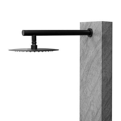 Pannello doccia in acciaio inox effetto pietra con soffione slim nero opaco