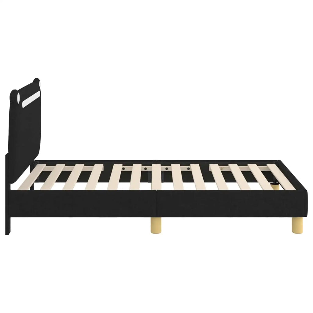 Struttura letto Bambini | Letto Infantile | Lettino con testata Nero 80 x 160 cm Tessuto