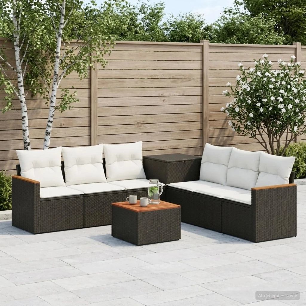 Set di divani 8 pz Nero e Bianco Crema 3448537