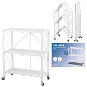 Scaffale Pieghevole in Metallo 3 Piani Bianco 72 x 34 x 88 cm