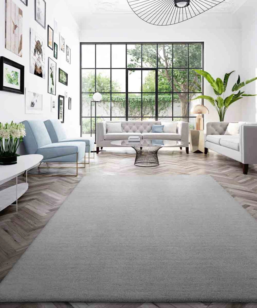 Tappeto FEEL GRIGIO CHIARO cm.160x230 tinta unita moderno, pelo morbido resistente e lavabile in lavatrice