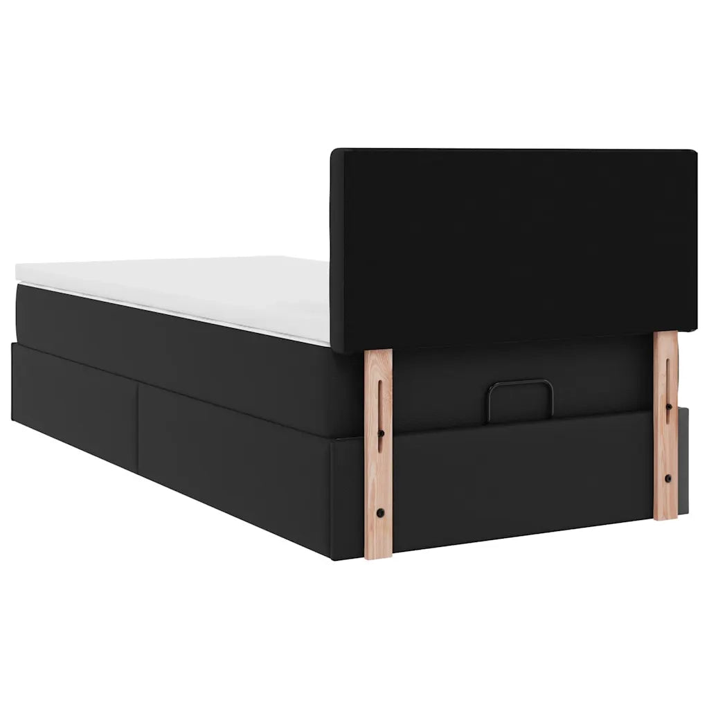 vidaXL Struttura Letto Pouf con Materasso Nero 90x190 cm Similpelle