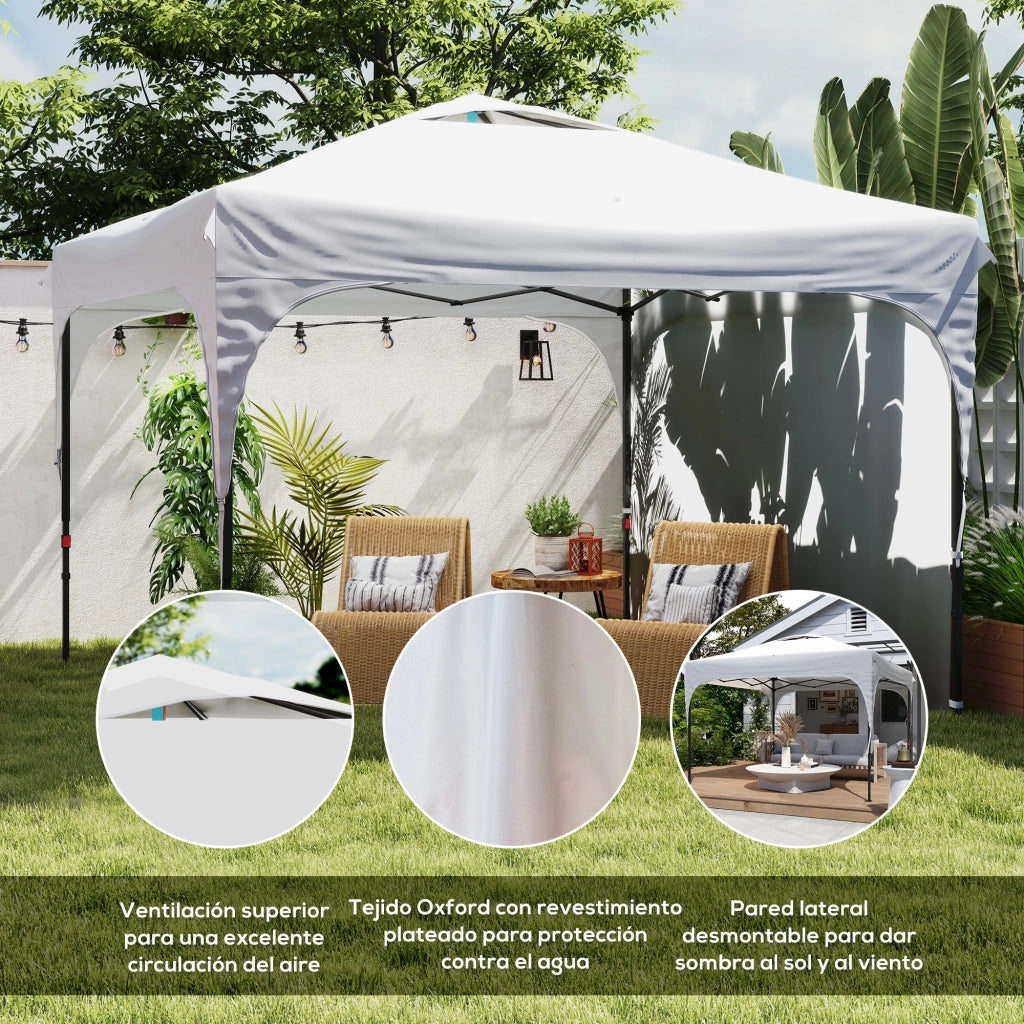Casetto Giardino 3x3 m ¨C Zephmum ¨C Bianco Impermeabile Pieghevole con Sacche Sabbia