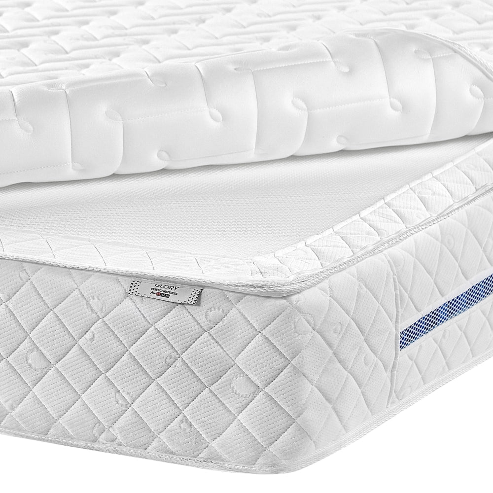 Materasso a molle insacchettate bianco rigido 160 x 200 cm in poliestere con memory foam di raffreddamento con cerniera