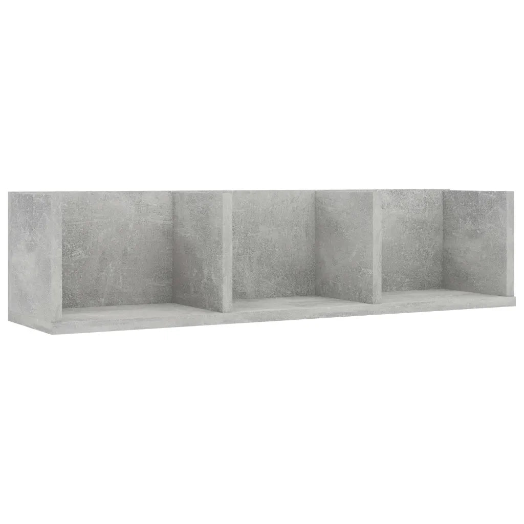 Scaffale Porta CD Parete Grigio Cemento 75x18x18 cm Multistrato 801314