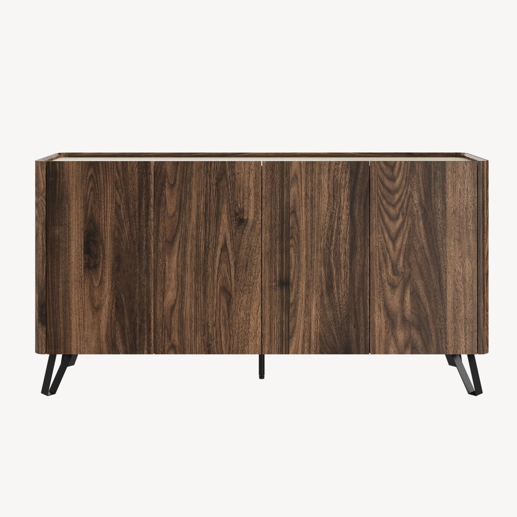 Madia Trorlon a 4 Ante Credenza Buffet 160 x 40 x 83 cm - Effetto Noce/Travertino [en.casa]