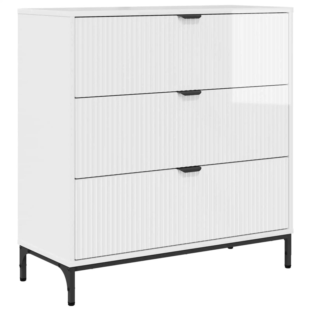 Credenza Bianco Lucido 79,5 x 33 x 82 cm Legno multistrato 883438
