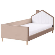 Letto singolo in velluto marrone con base a doghe 90 x 200 cm Camera Moderna Tradizionale