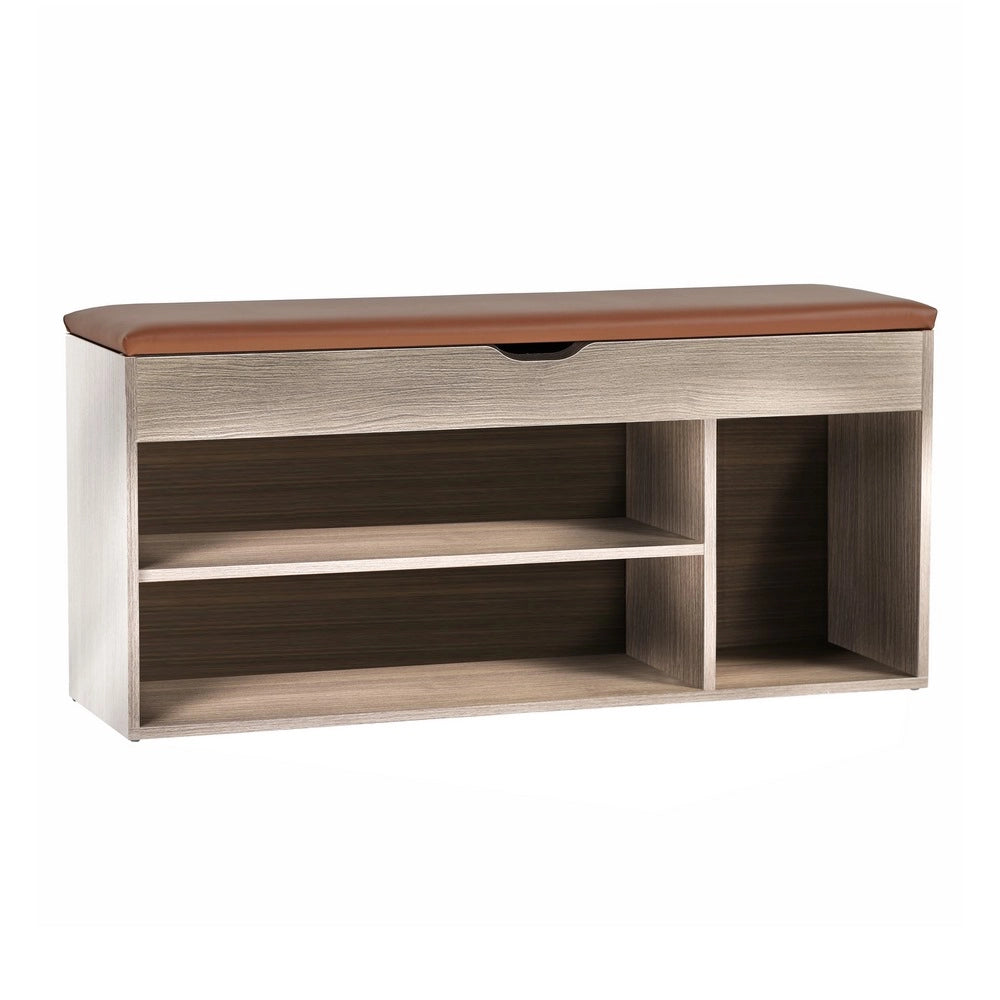 Scarpiera Panca 104x30x49 cm in Legno Melaminico Rovere Scuro