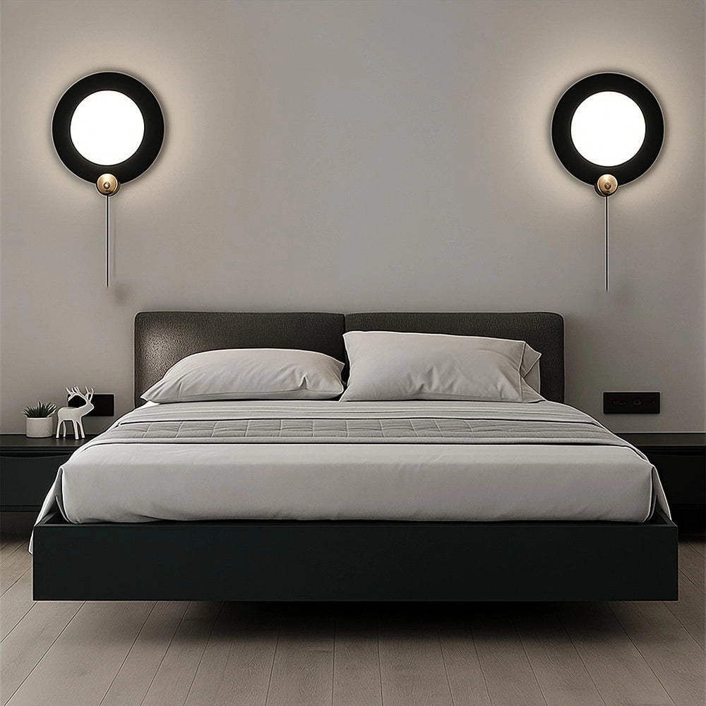 Trade Shop - Applique Da Muro Moderno Tondo 10w Nero Oro Tecnologia Cct Fredda Calda Naturale Aq20-3c -