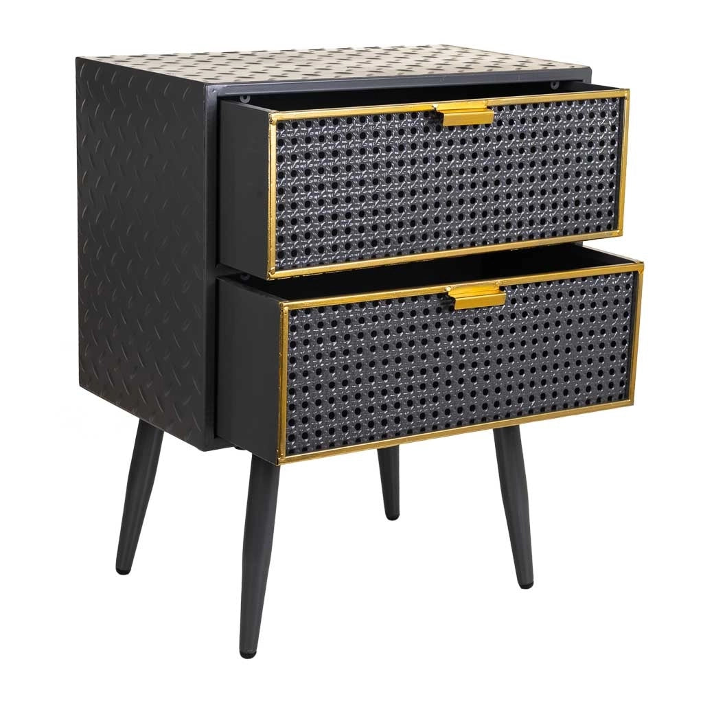 Comodino in metallo nero 50x30x62