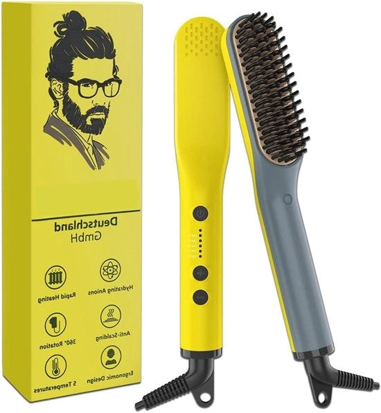Tang per barba e capelli 2 in 1 - Set di spazzole ioniche di alta qualità - Rapida riscaldamento - 200 °C - Stile per capelli e barba