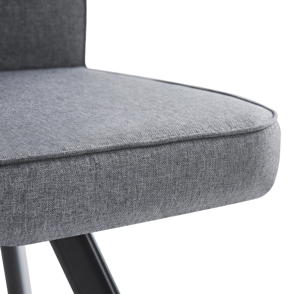 Set da pranzo con finitura effetto legno, composto da 6 sedie in tessuto di lino e un tavolo da pranzo (140 x 90 cm), grigio e noce