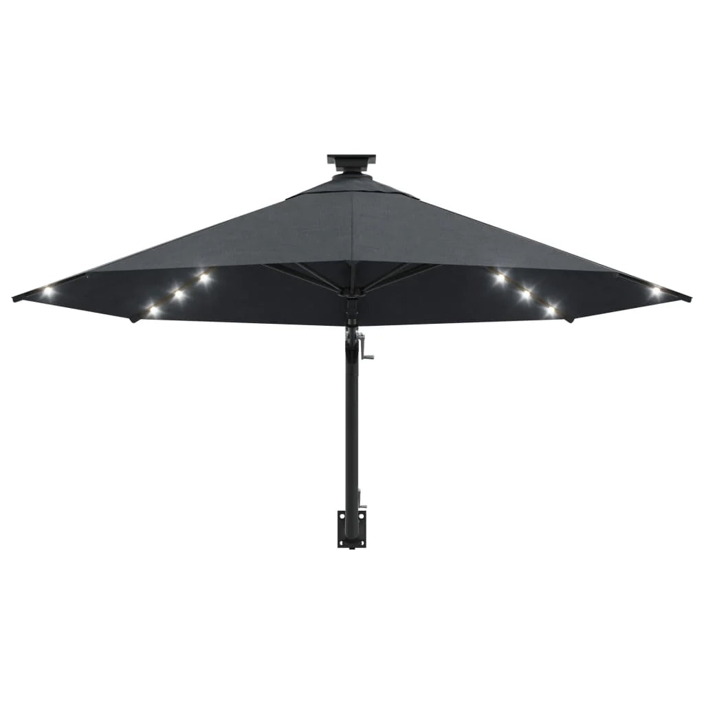 Ombrellone da parete con palo in metallo e illuminazione a LED 300 cm antracite 02_0008690
