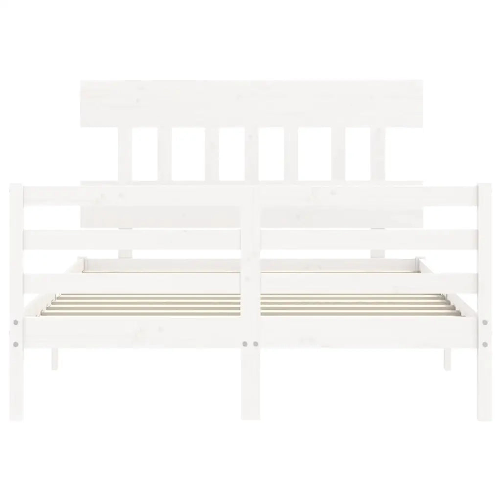 Giroletto con Testiera-Struttura Letto con testiera Bianco 140x190 cm in Legno Massello 628389