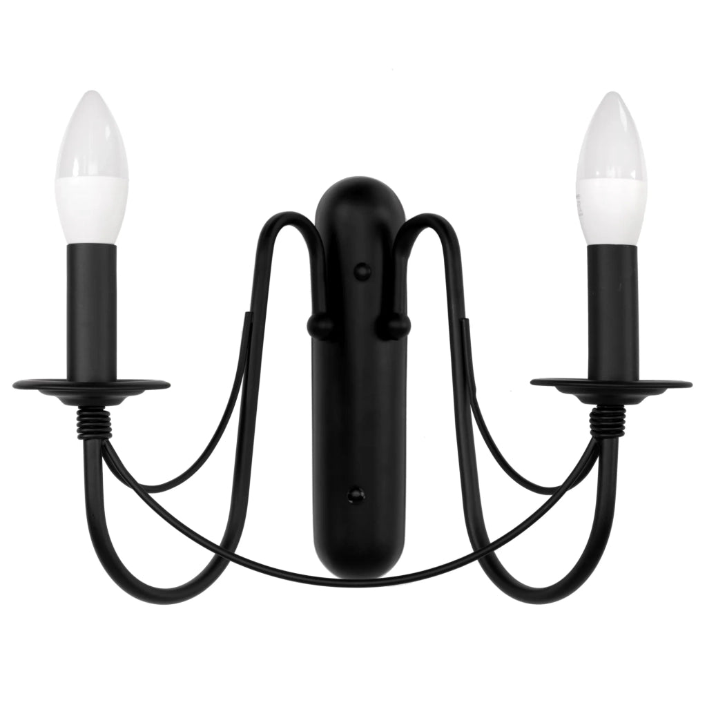 Lampada Da Parete Rustica Classica Nera APP646-2W