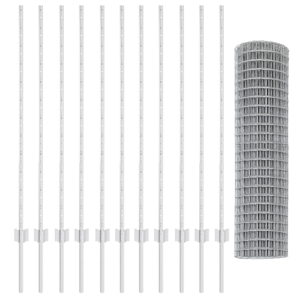 Recinto Euro con 22 Posti U Argento 1,2x25 m Acciaio
