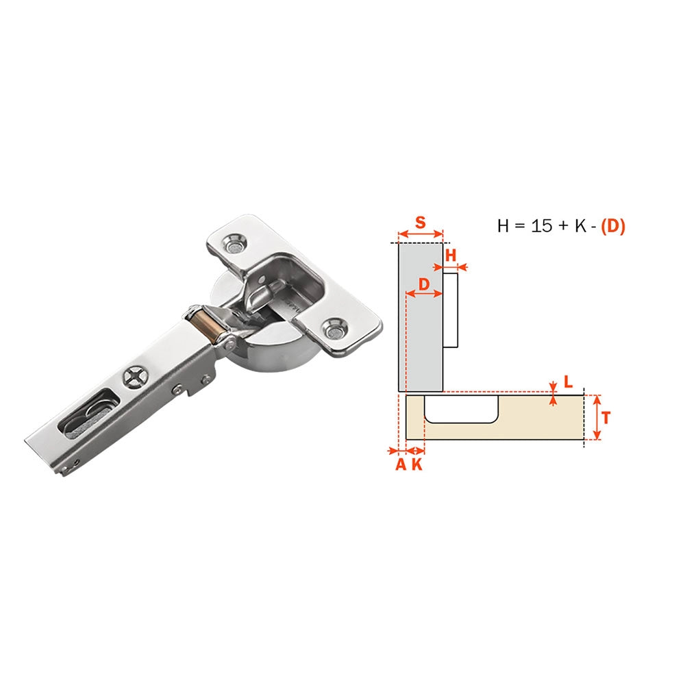 CERNIERA PER MOBILI FORTI SPESSORI SERIE SILENTIA  C2ABAE9 - collo basso 0- 10 pezzi  - SALICE