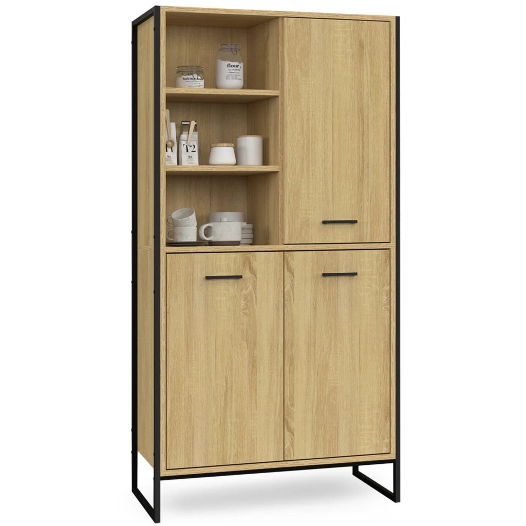 IDMarket - DETROIT Credenza alta a 3 ante H. 160 cm, design industriale