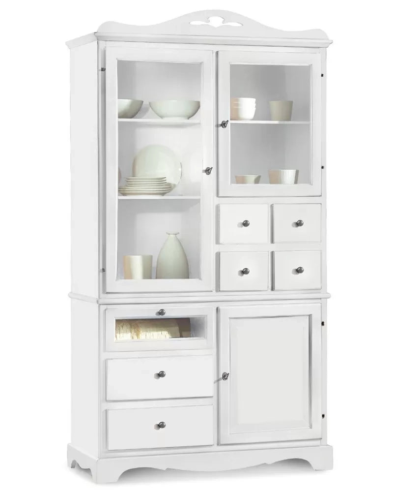Dispensa 3 ante 7 cassetti laccato bianco opaco 120x52x220 (1242) - Mobili 2G