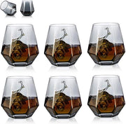 Set di bicchieri per whiskey da 6 - Disegno a diamante - Bicchiere per acqua/succo - Bicchiere per scotch - 300 ml - Bicchiere per whiskey - Design moderno - Lavorazione in vetro per bourbon/rum - Bicchiere da bar