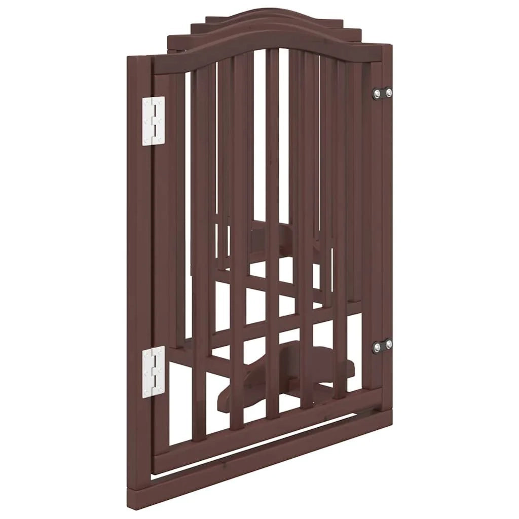 Cancelletto di sicurezza per cani con 6 pannelli in legno di pioppo marrone 02_0023319